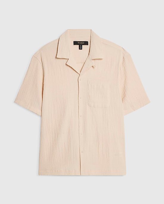 River Island Mens Shirt Pink Regular Fit Textured Short Sleeve - Image 6