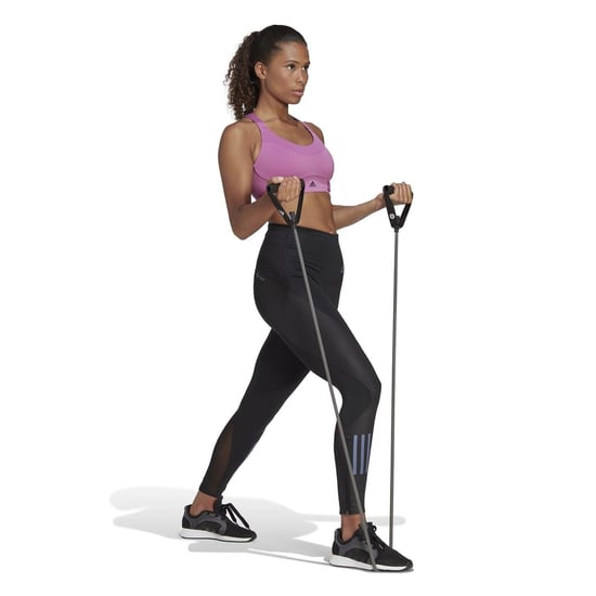 Women's adidas Scoop Neck Compression Fit Bra in Sepuli/Black - Image 5