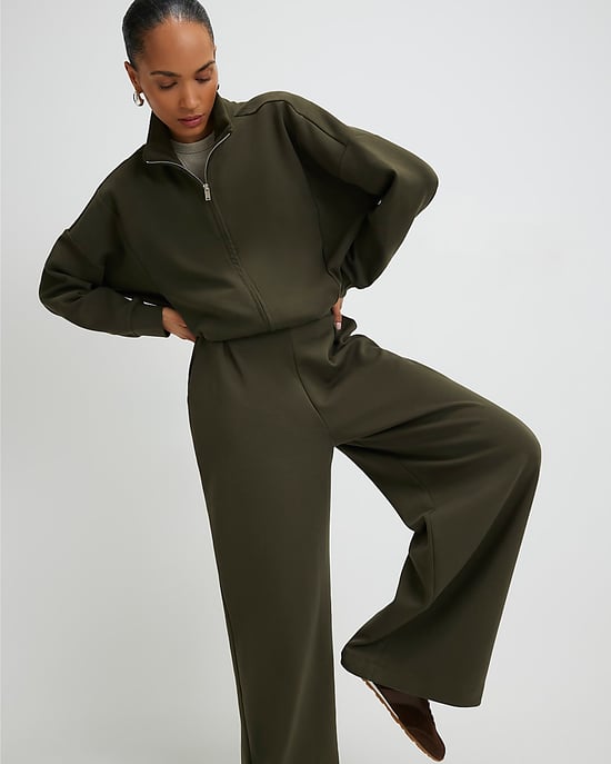 River Island Womens Wide Leg Trousers Khaki Tailored Button - Image 4