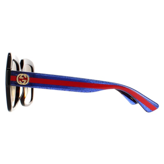 Gucci zonnebril GG0036SN 004 Havana Glitter Blue en Red Brown Gradiënt - Image 3