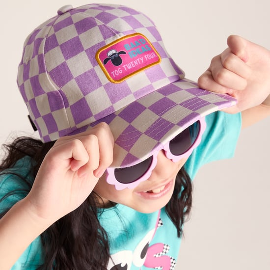 Bardoka Kids Shaun the Sheep Baseball Cap - Lilac Haze/White Checkerboard - Image 4