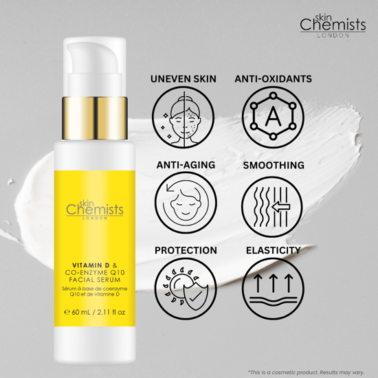skinChemists Vitamin D Co-Enzyme Q10 & Vitamin D Anti-Ageing Serum 50ml for Loss of Firmness, Fine Lines, Wrinkles - Image 3