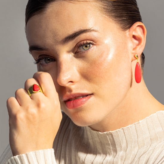 Luxenter sheak ring in metal alloy and coral 18K gold plated finish - Image 2