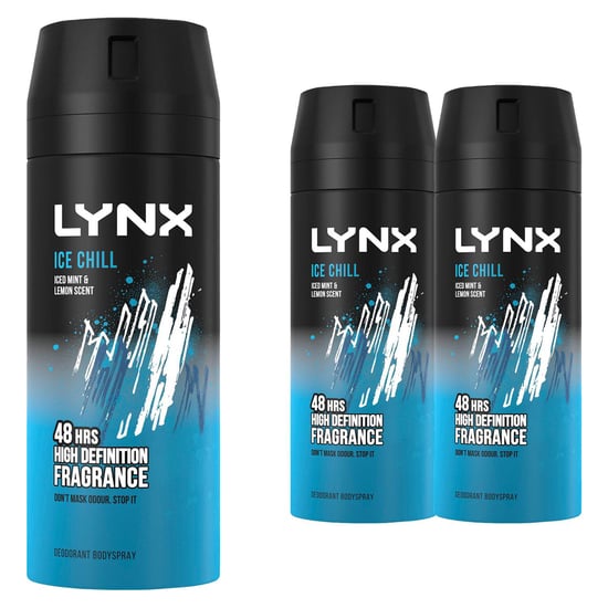 Lynx Body Spray Ice Chill 48-H High Definition Fragrance Deo For Men, 3x150ml - Image 1