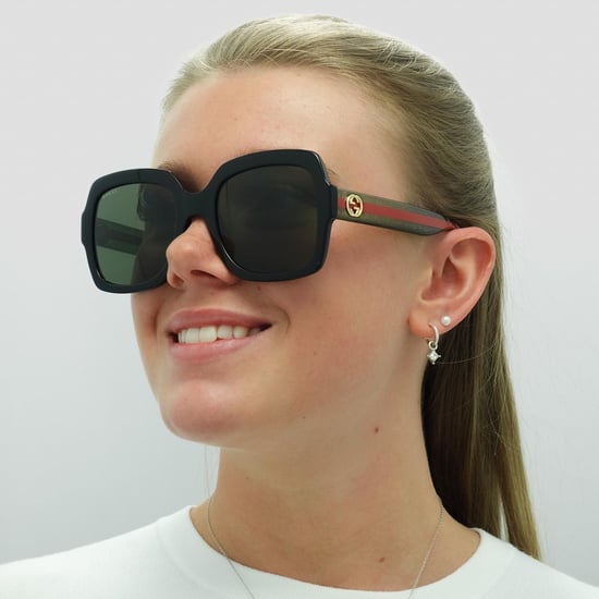 Gucci Square Womens Black Green Glitter and Red Green Sunglasses GG0036SN - Image 6
