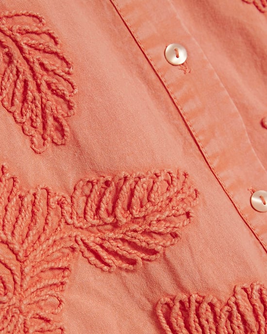 River Island Womens Shirt Pink Cotton Puff Sleeve Cornelli Collared - Image 5