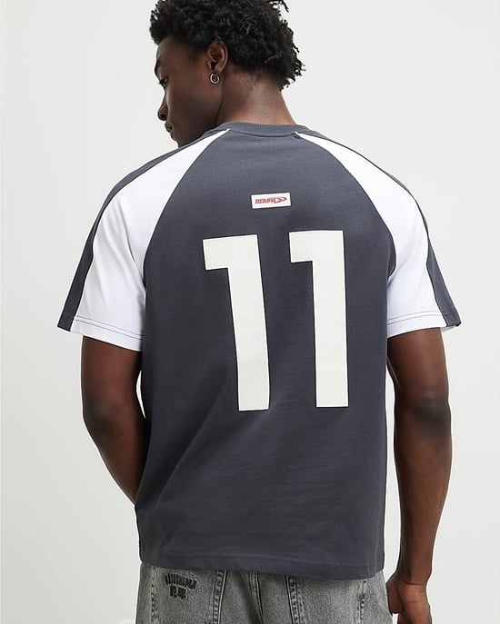 River Island Mens T-Shirt Grey Oversized Fit Cotton Prolific - Image 4