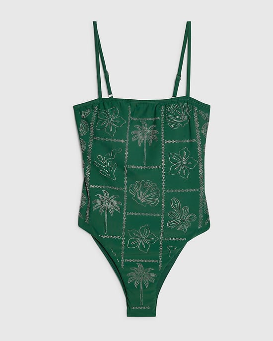 River Island Womens Swimsuit Green Strappy Embellished - Image 6
