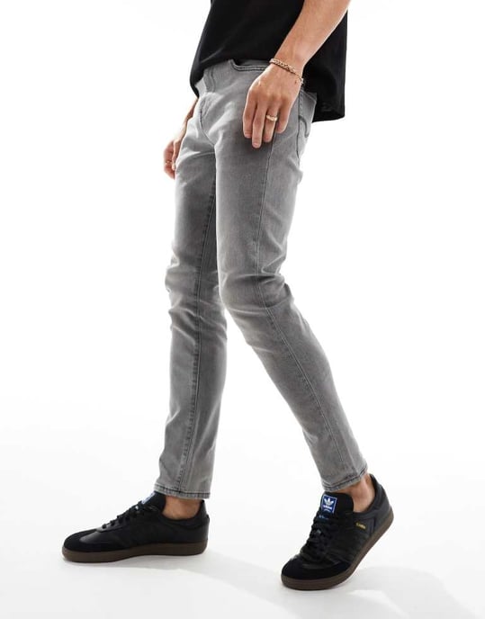 ONLY & SONS slim tapered fit jeans i tvättad grå - Image 4