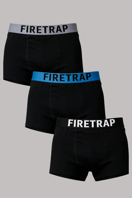 Black 3 Pack Cotton Stretch Boxers With Logo Waistband - Image 1
