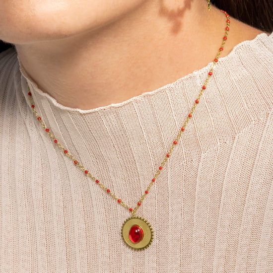 Luxenter Coral-halsband med 18K gult guld - Zarwa - Image 3