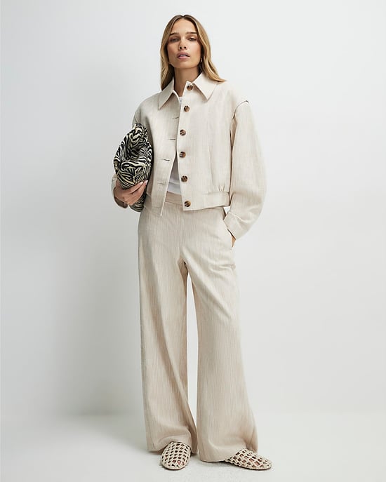 River Island Womens Bomber Jacket Beige Tailored Long Sleeve - Image 2