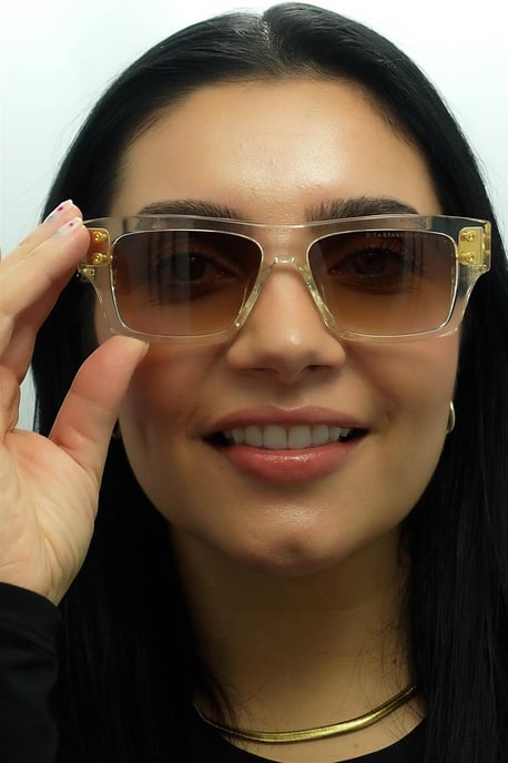 Dita Rectangle Unisex Crystal Clear Yellow Gold Dark Brown to Clear Gradient Grandmaster Seven - Image 6
