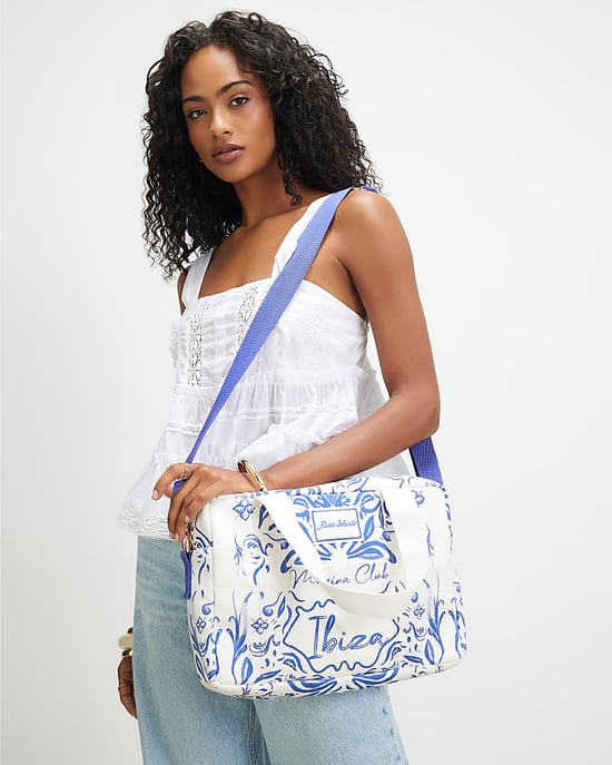River Island Womens Holdall Bag White Ibiza Print Zip Crossbody Strap - Image 5