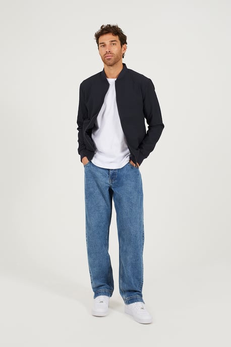 Navy Seersucker Bomber Jacket - Image 3