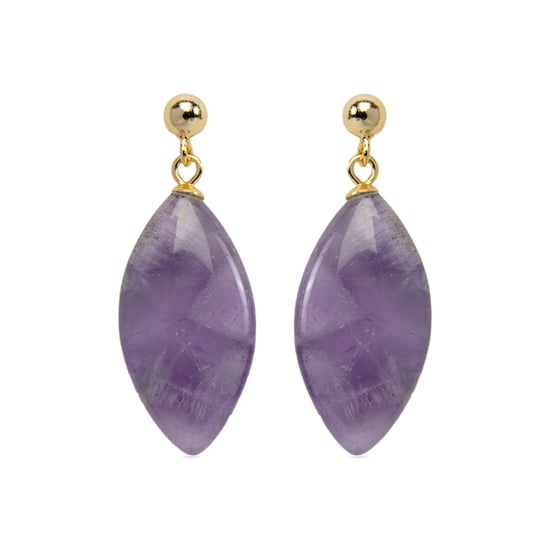 Luxenter ayom earrings made of 925 sterling silver and natural amethyst finished in 18K gold plating - Image 1