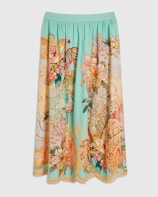 River Island Womens Midi Skirt Green Cutwork Embroidered Del Maar - Image 6