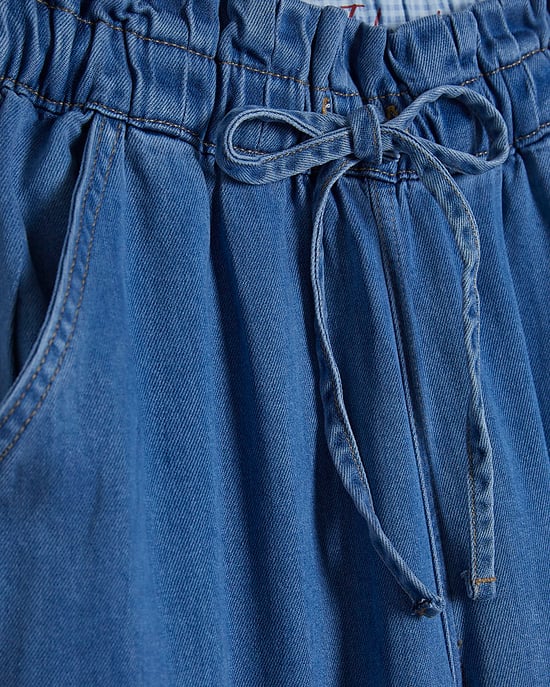 River Island Womens Wide Leg Jeans Blue Paperbag Drawstring - Image 5