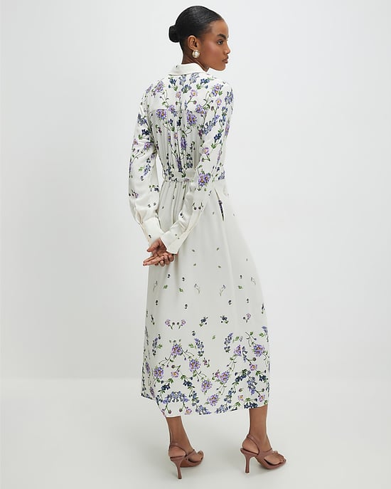 River Island Womens Midi Shirt Dress White Floral Long Sleeve - Image 2