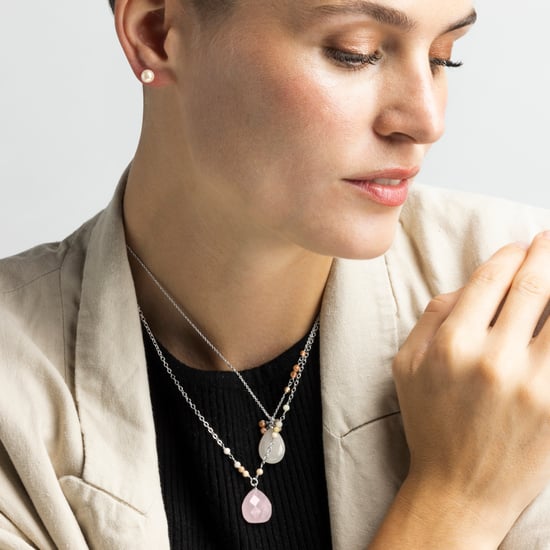 Luxenter adak halsband i metallegering och orange agat rodiumpläterad finish - Image 4