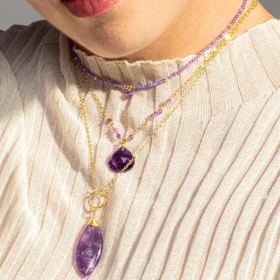 Luxenter athat necklace made of metal alloy and amethyst zirconia 18K gold plated finish - Image 4