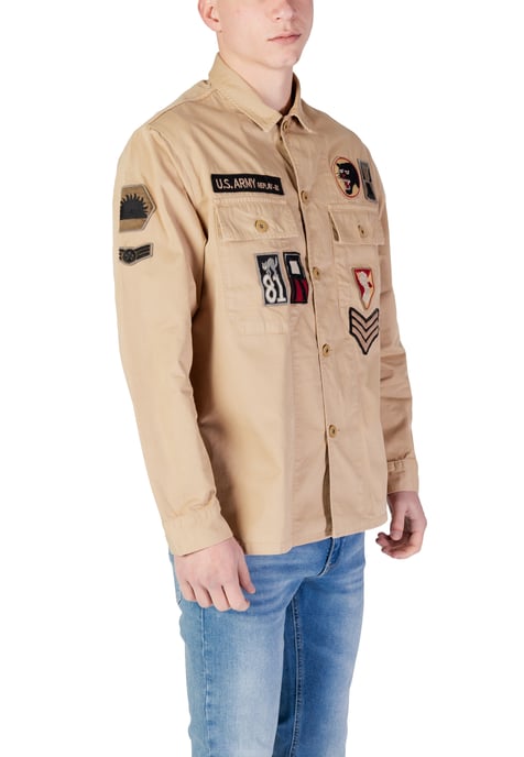 Herr Replay Classic Overshirt i Beige - Image 3