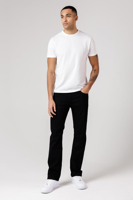 Black Cotton Straight Leg Stretch Denim Jeans - Image 4