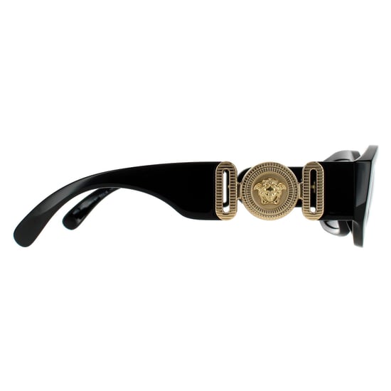 Versace Rectangle Unisex Black Dark Grey Sunglasses - Image 4
