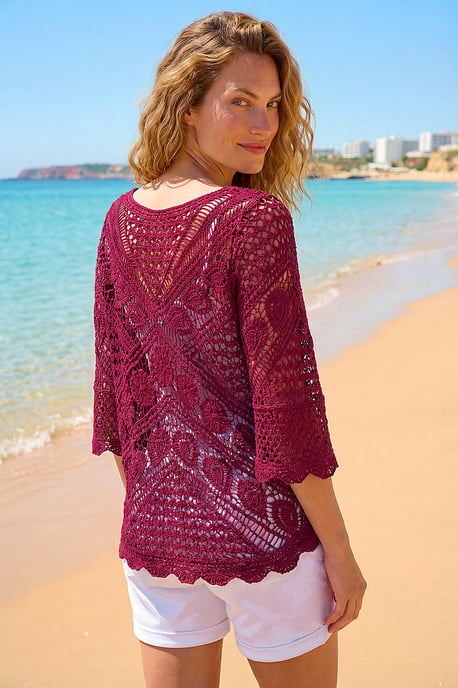 Crochet Lace V-Neck Open Knit - Image 3