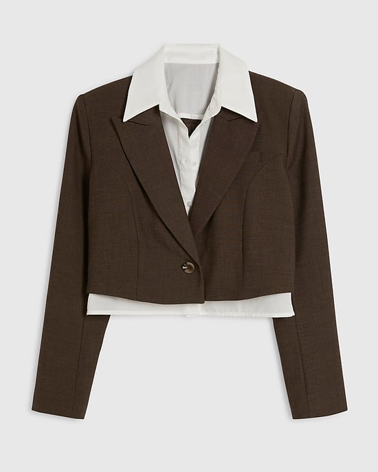 River Island Womens Blazer Brown Hybrid Cropped Long Sleeve - Image 6