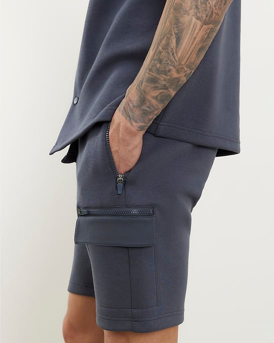 River Island Mens Shorts Grey Premium Regular Fit Nylon Zipped - Image 3