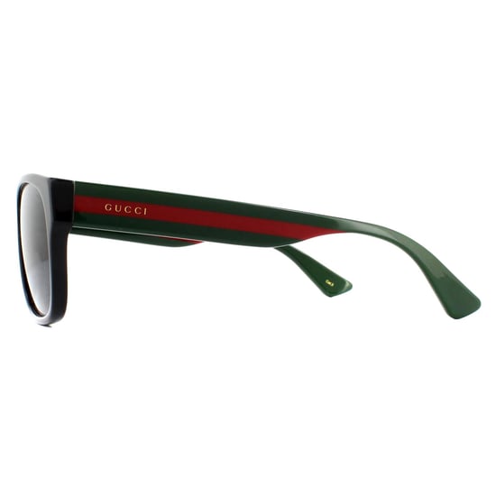 Gucci Rectangle Mens Black Green Red Grey Sunglasses - Image 3