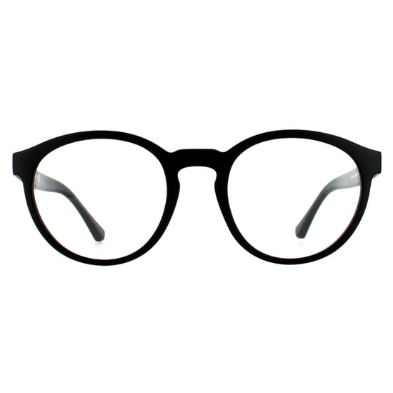 Emporio Armani Round Mens Matte Black Clear with Sun Clip-ons Sunglasses - Image 1