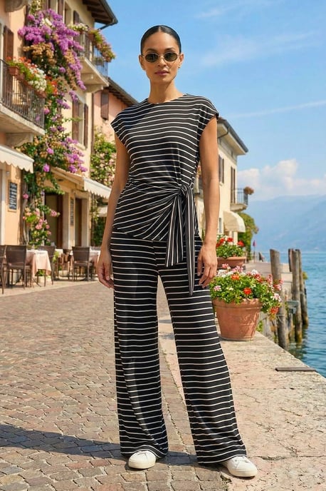 Stripe Wide Leg Trousers - Image 5