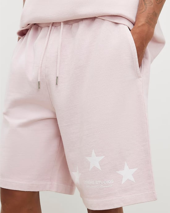 River Island Mens Shorts Pink Oversized Fit Lisiere Graphic - Image 3