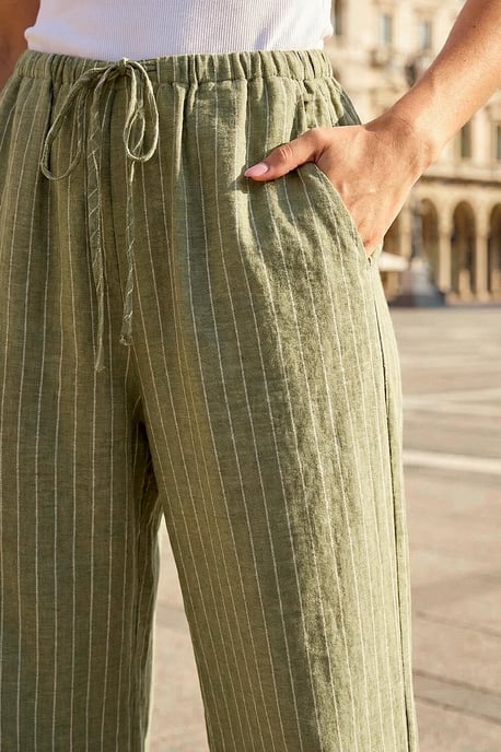 Petite Stripe Pull On Stretch Trouser - Image 4