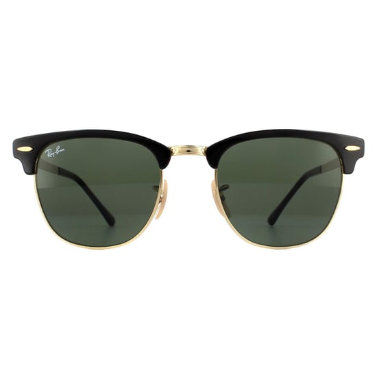 Ray-Ban Sunglasses Clubmaster Metal RB3716 187 Gold Top On Black Green - Image 1