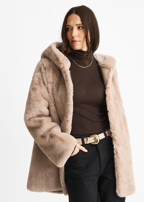 Hooded Faux Fur Jacket - Image 3