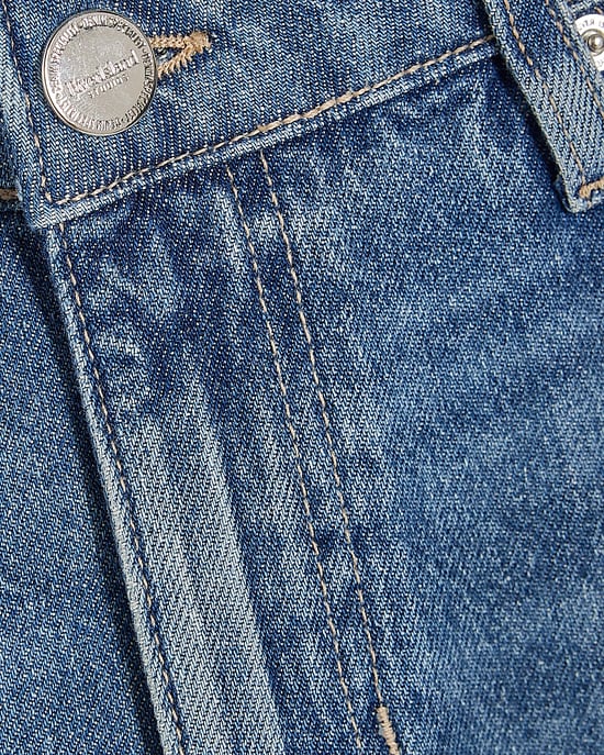 River Island Womens Wide Leg Jeans Petite Blue Elastic Back - Image 4