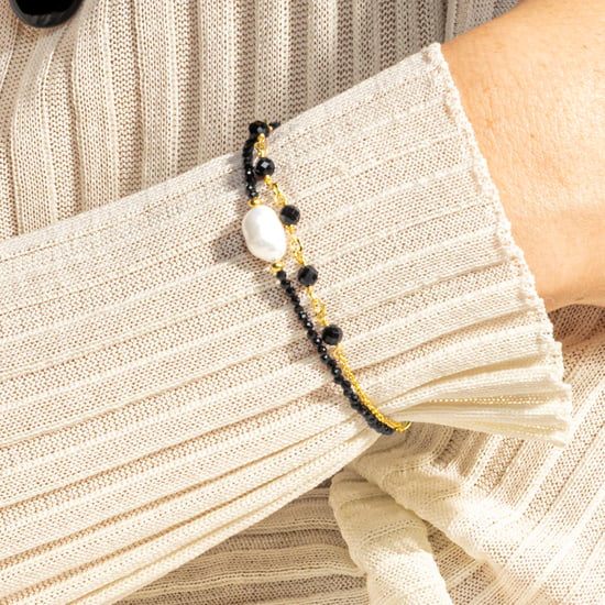 Luxenter ekhao armband i metallegering och onyx hydrotermisk kvarts 18K guldpläterad finish - Image 3
