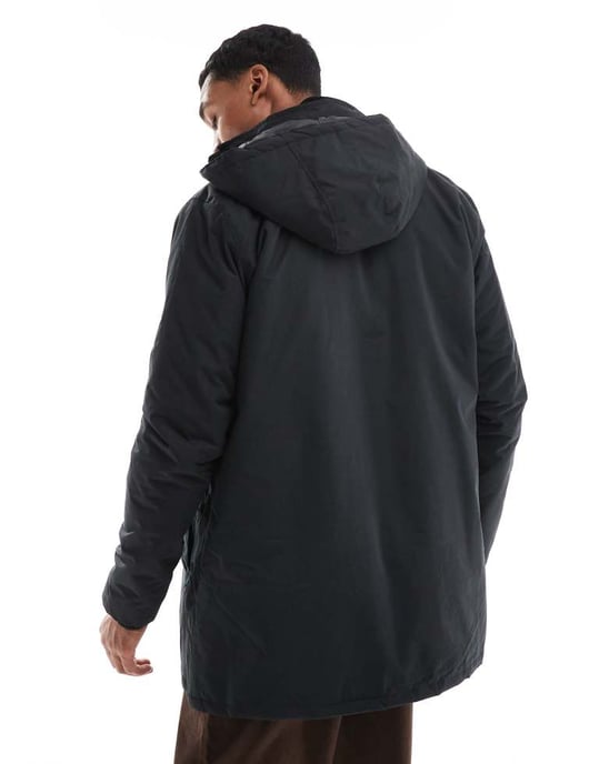 French Connection lined mac jacket with hood in black - Image 3