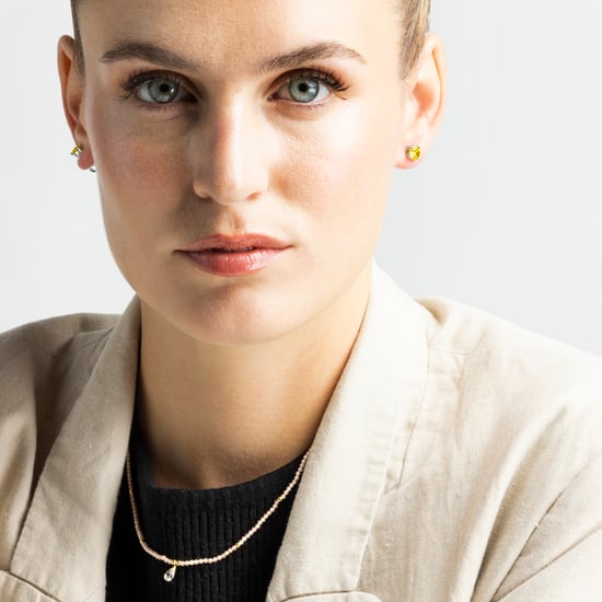 Luxenter athat halsband i metallegering och champagne zirkonia 18K guldpläterad finish - Image 4