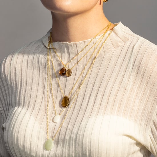 Luxeketting, metaallegering, abelia en groene jade, 18K vergulde afwerking - Image 2