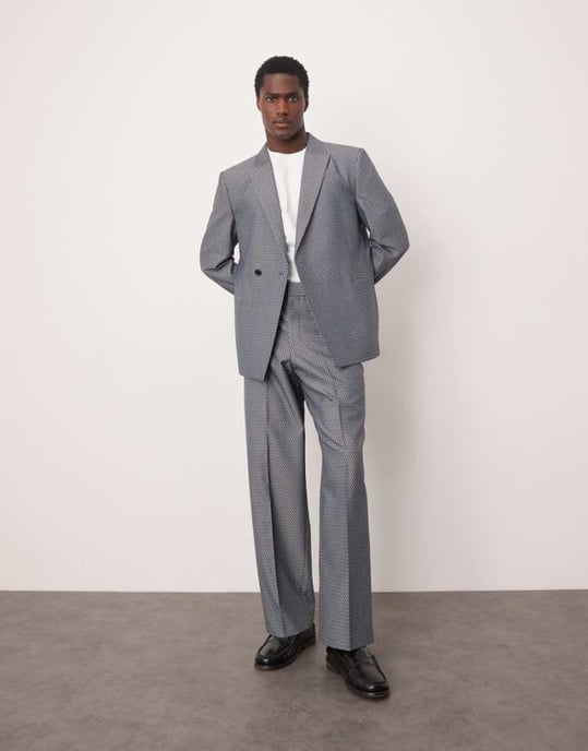 ASOS DESIGN vida kostymbyxor i grå rutig väv - Image 1