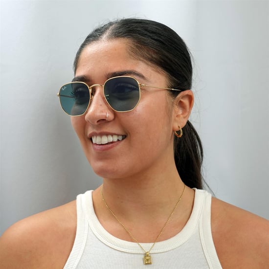 Ray-Ban Square Unisex Gold Blue Grey Gradient Sunglasses - Image 6