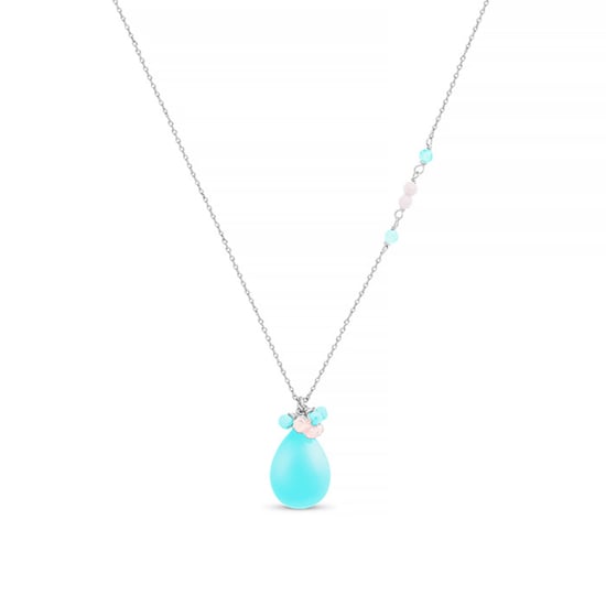 Luxenter adak halsband i metallegering och turkos, rodiumpläterad finish - Image 1