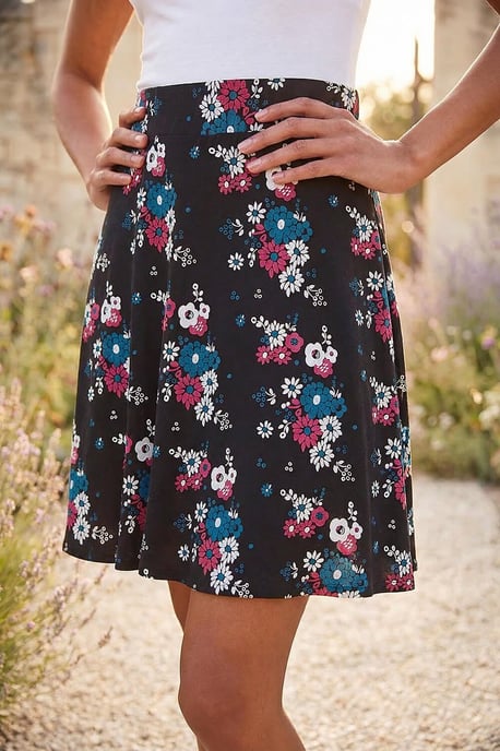 Floral Print Skater Stretch Skirt - Image 4