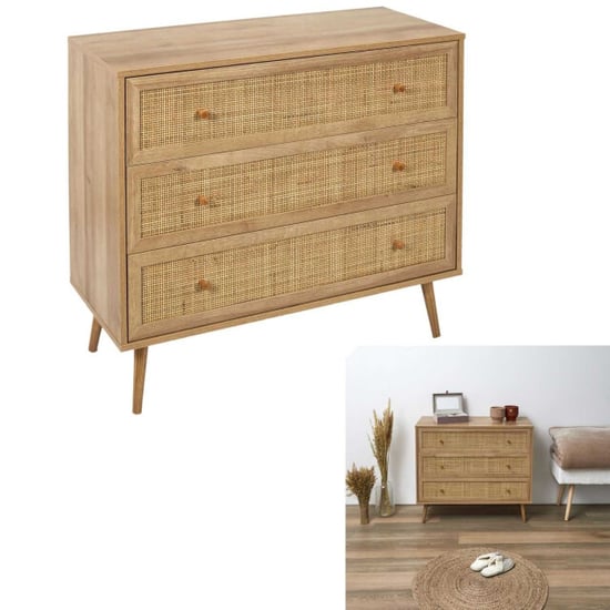 Home Deco Factory Ladekast bali met rattan voorzijde buffetkast 90x39x79 cm - - Image 5