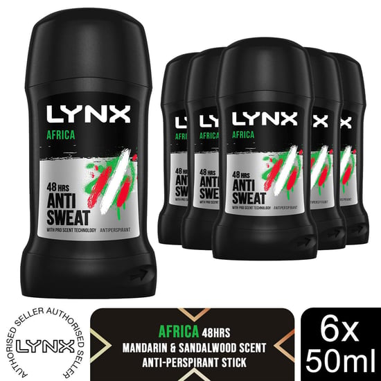 Lynx Africa 48-Hour Sweat Protection Anti-Perspirant Stick, 6x50ml - Image 1