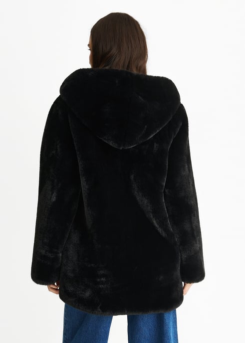Hooded Faux Fur Jacket - Image 4